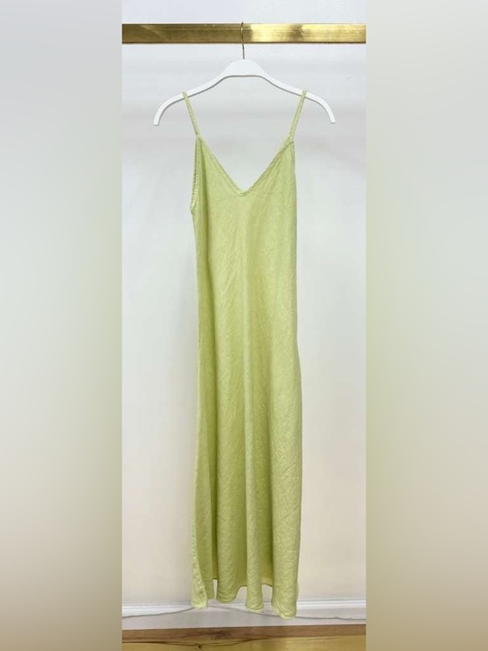 Milio Milano Dresses & Skirts - (23.2237-PEAR) ITALIAN LINEN MAXI V-NECK DRESS